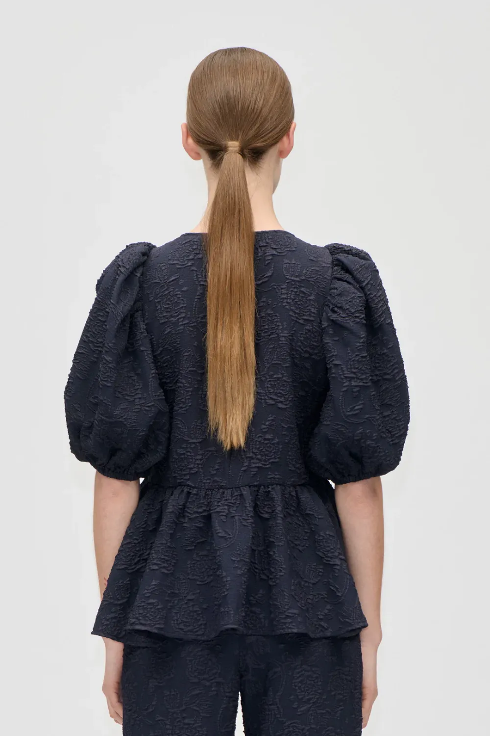 PUFF SLEEVE PEPLUM TOP - GARDEN RELIEF STINE GOYA