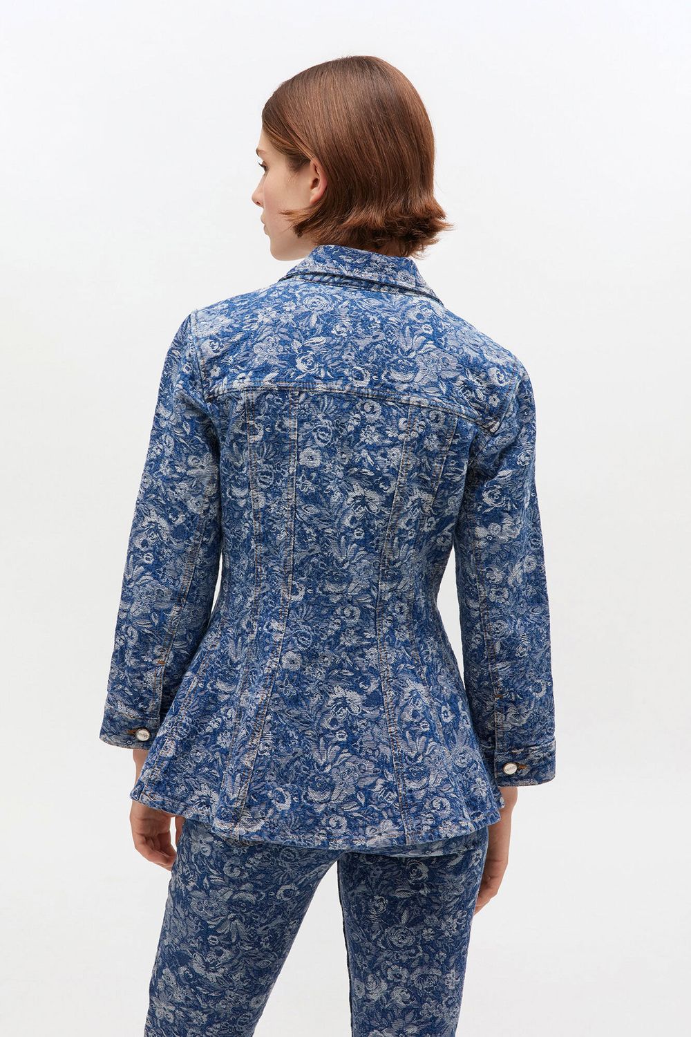 Tapestry Denim Fitted Blazer GANNI