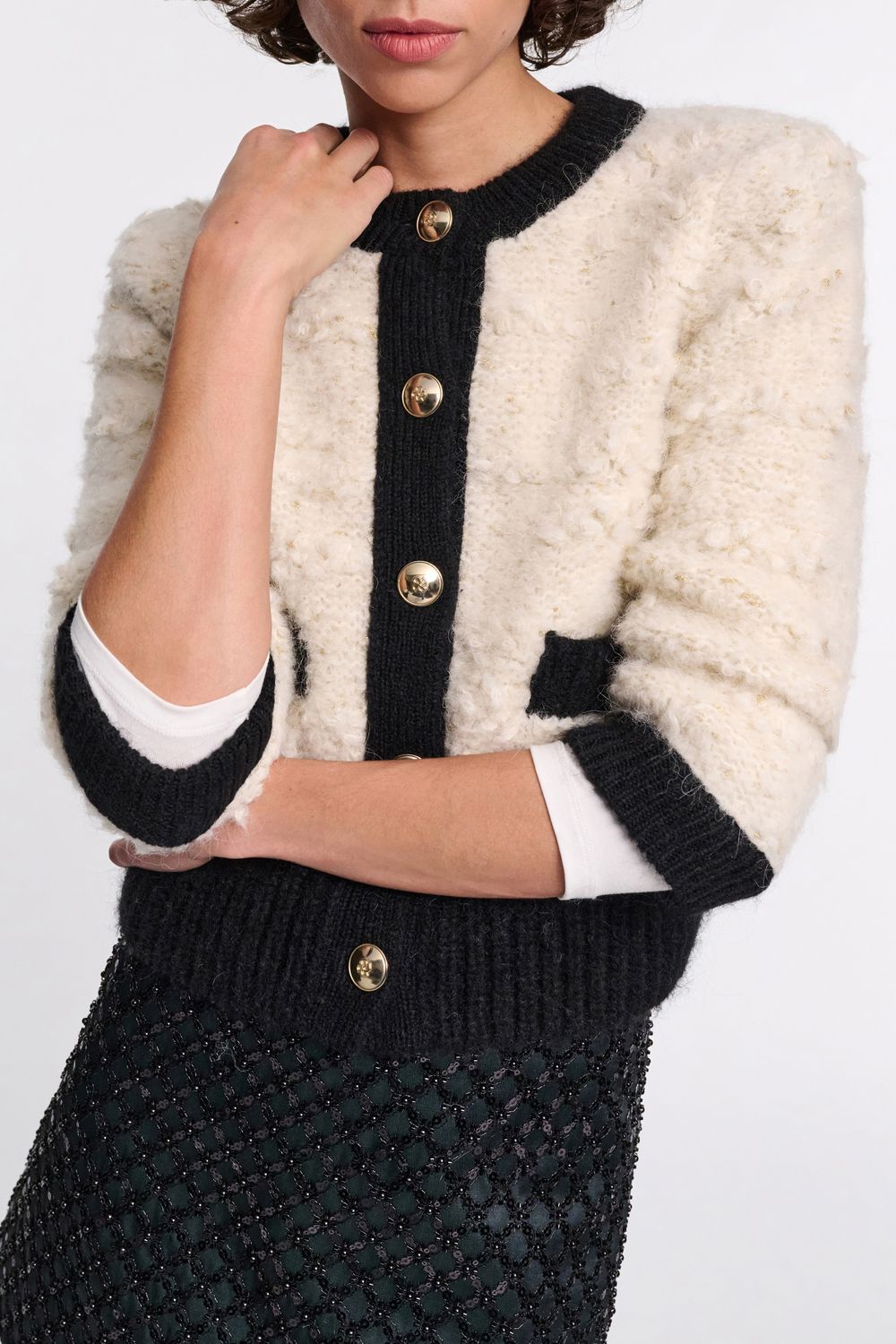 Delightful Sparkle Cardigan - Creme Black Framed DOROTHEE SCHUMACHER