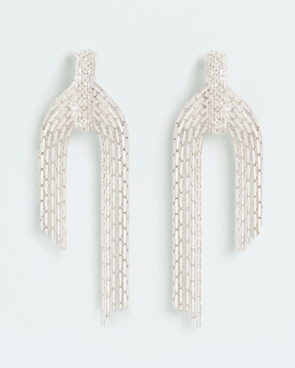 Statement hoop earrings with detachable flowing chains - silver WOUTERS &amp; HENDRIX