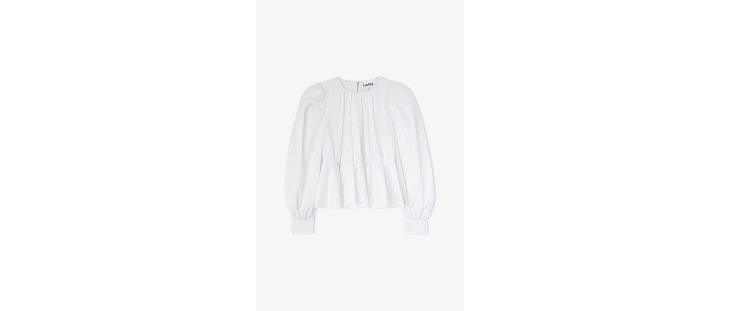 GANNI - Blouse in Compact Poplin (Bright White)