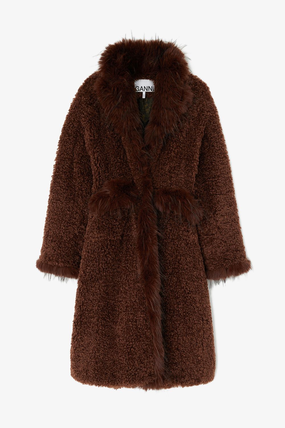 GANNI - Alternative Shearling Coat (Chocolate Brown)