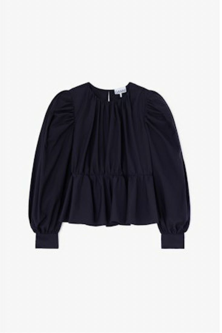 GANNI - Blouse in Compact Poplin (Black)
