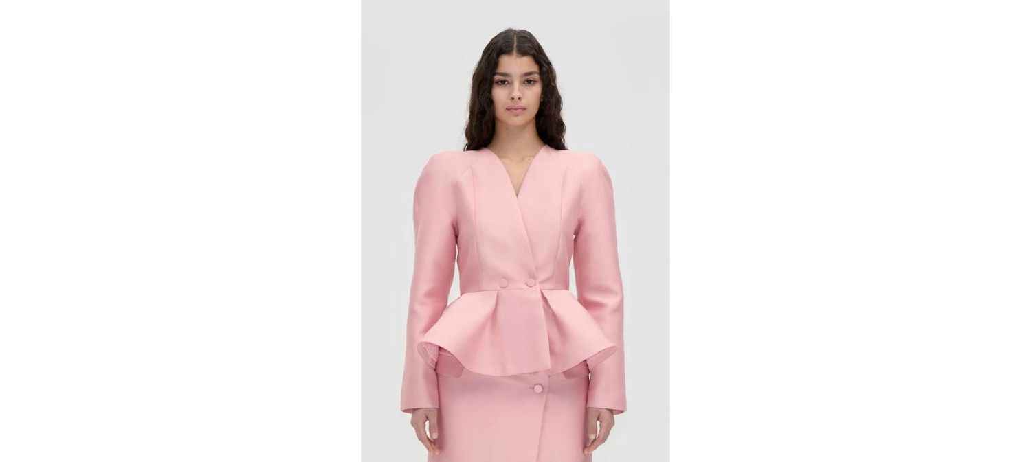 STINE GOYA - Peplum V Neck Jacket - Haze Pink