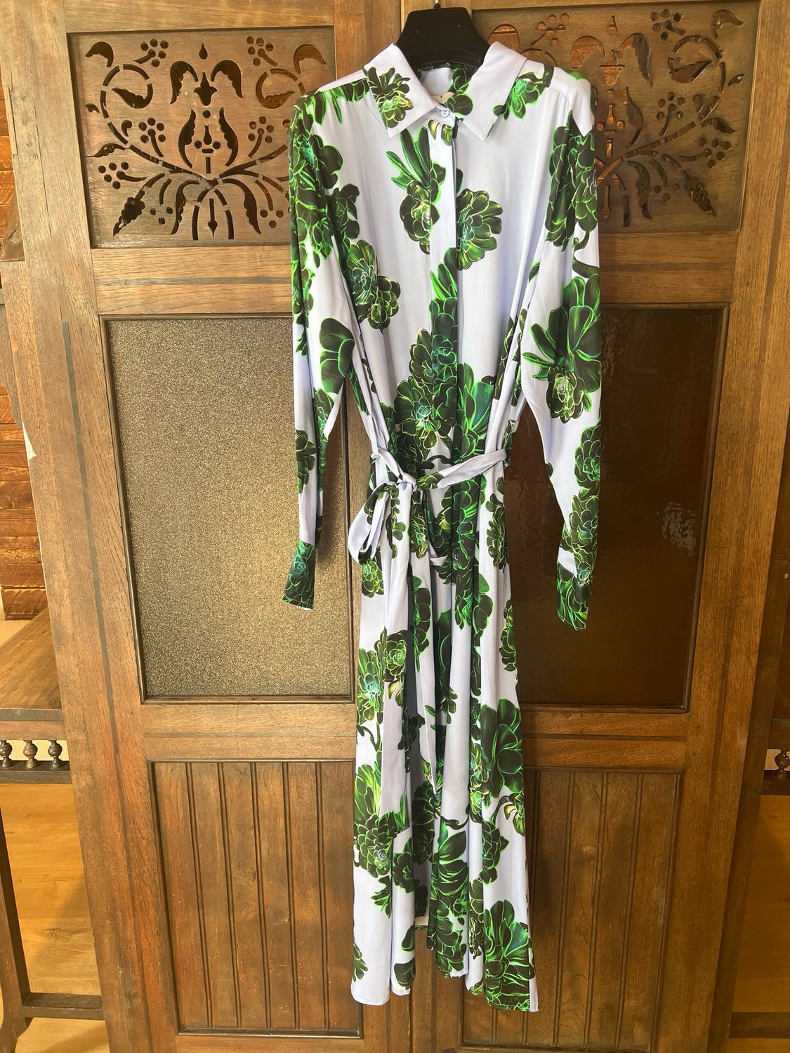 PSOPHIA - "Aeonium" Floral Print Silk Shirt Dress