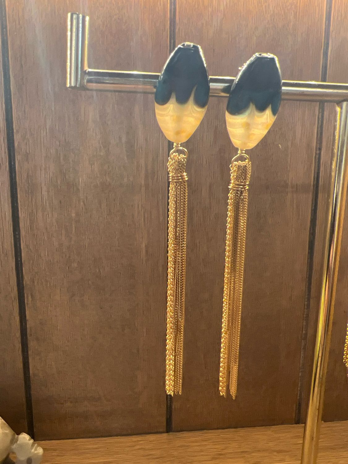 FORTE_FORTE - Fringes and Glass Element Earrings