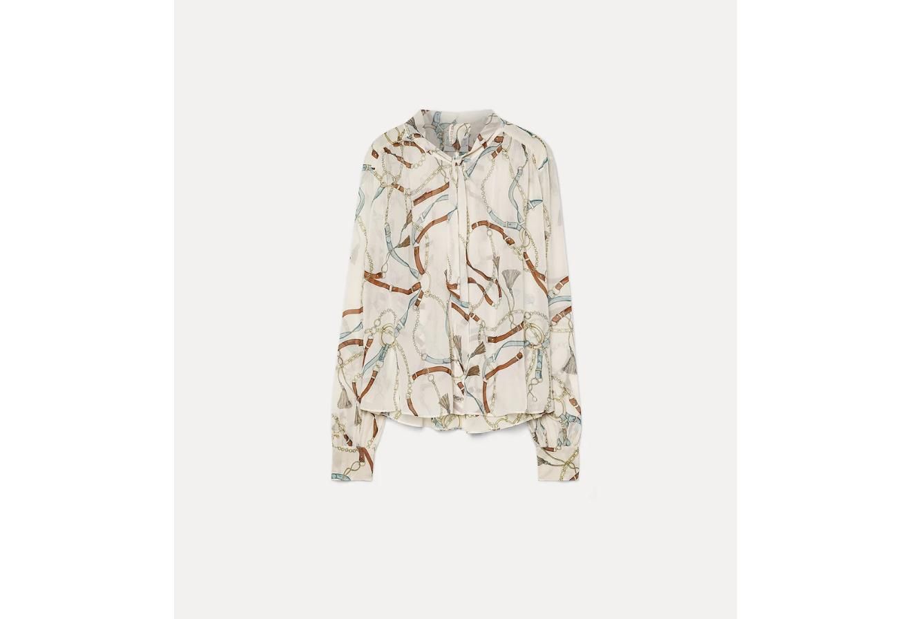 FORTE_FORTE - Cropped Shirt With The Crown Placed Print Ivory