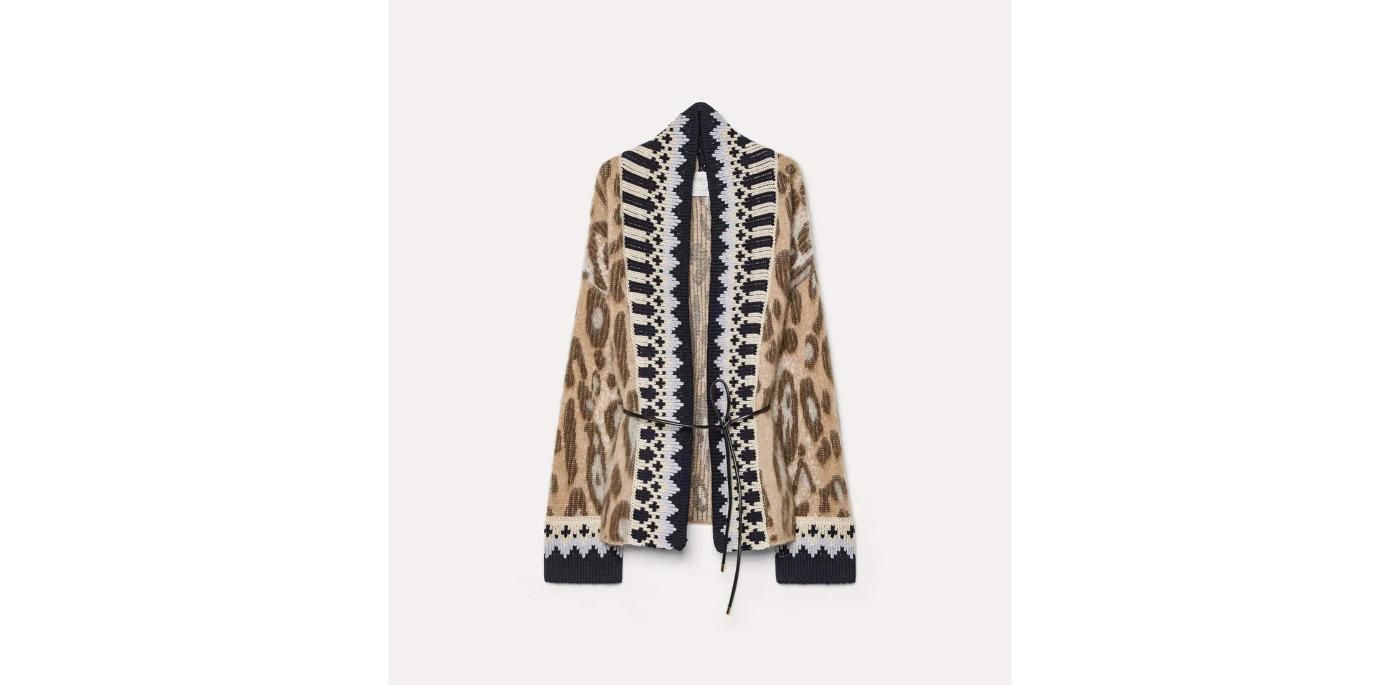 FORTE_FORTE - The Brit Leopard Alpaca-Blend Jacquard Cardigan Gold