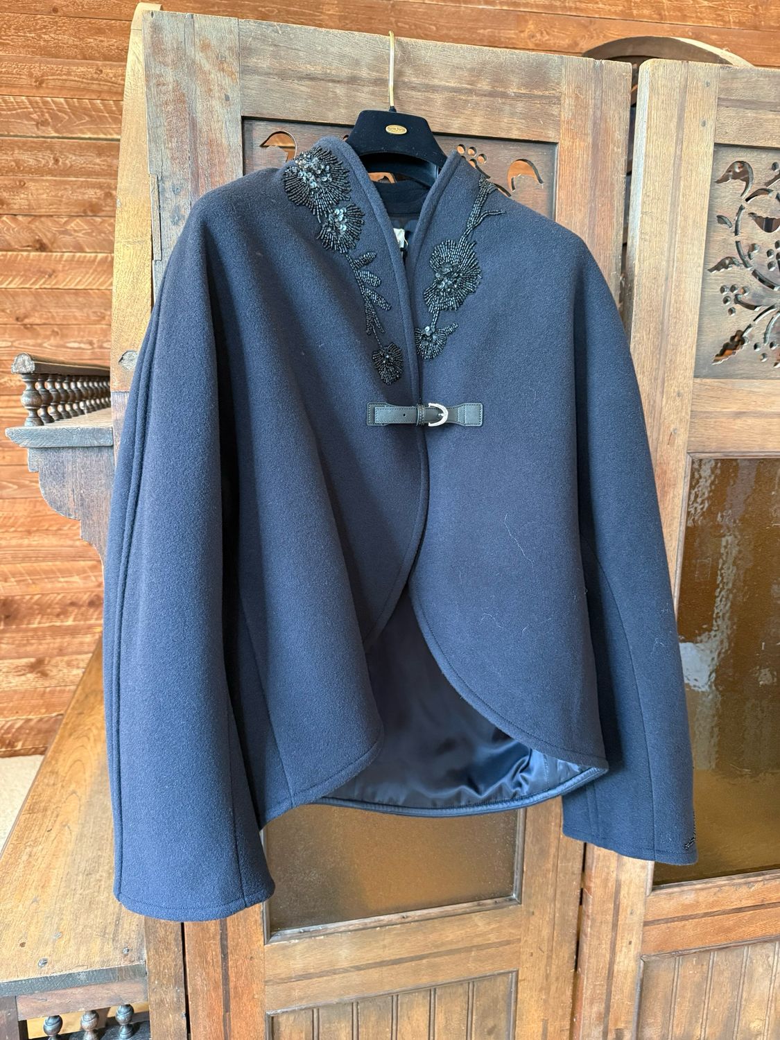 FORTE_FORTE - Heart Majestic Velour Cloth Short Coat Night