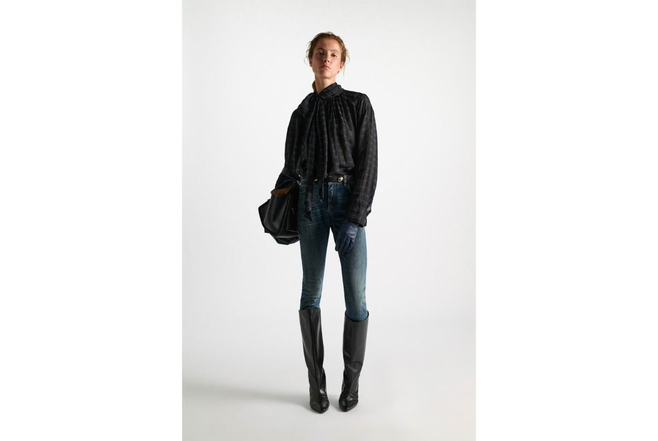 DOROTHEE SCHUMACHER - AIRY CHECK blouse - Smoked Pearl