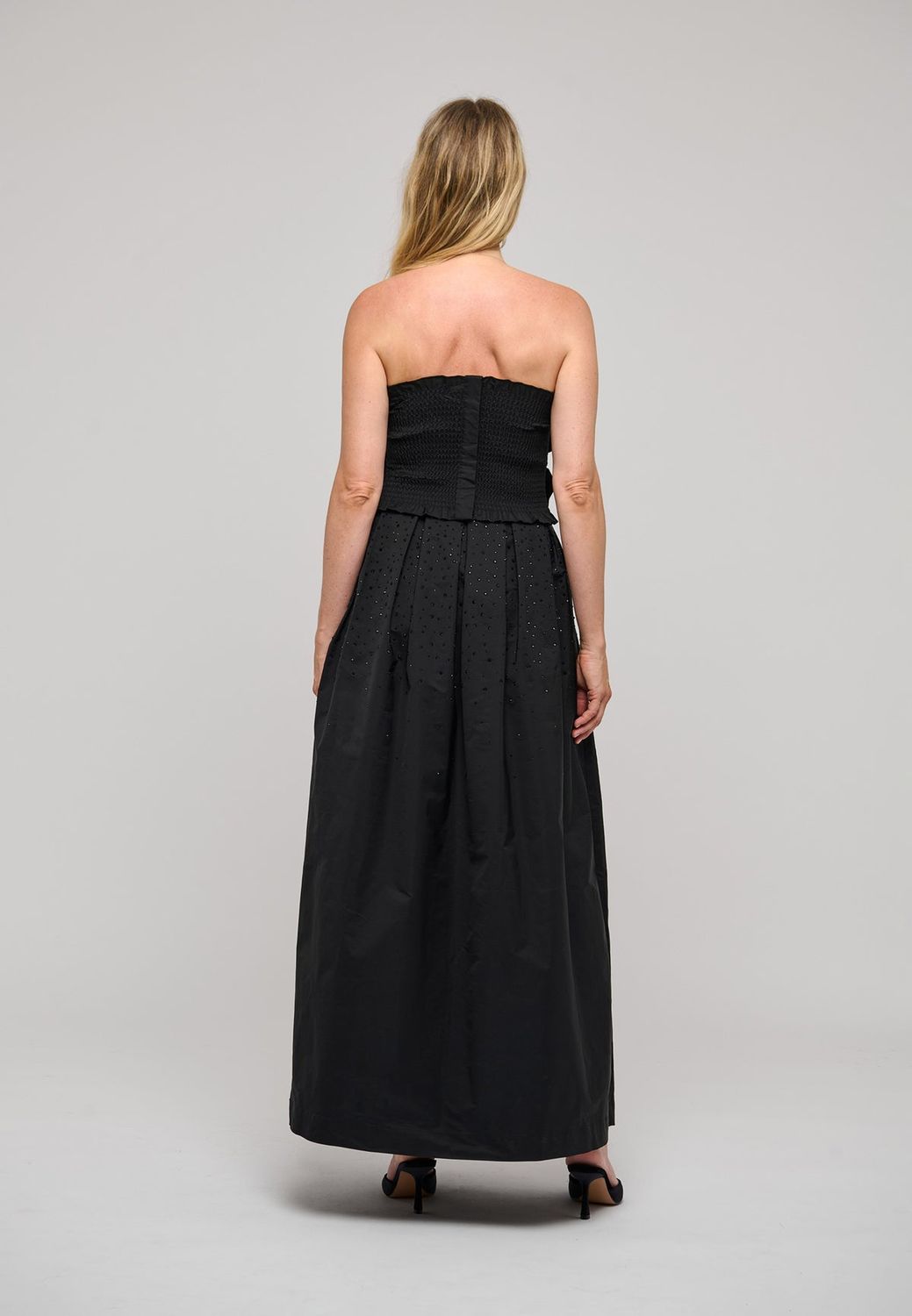 DEA KUDIBAL - AnonasDEA NS-Skirt with pleats Black Taffeta Emb