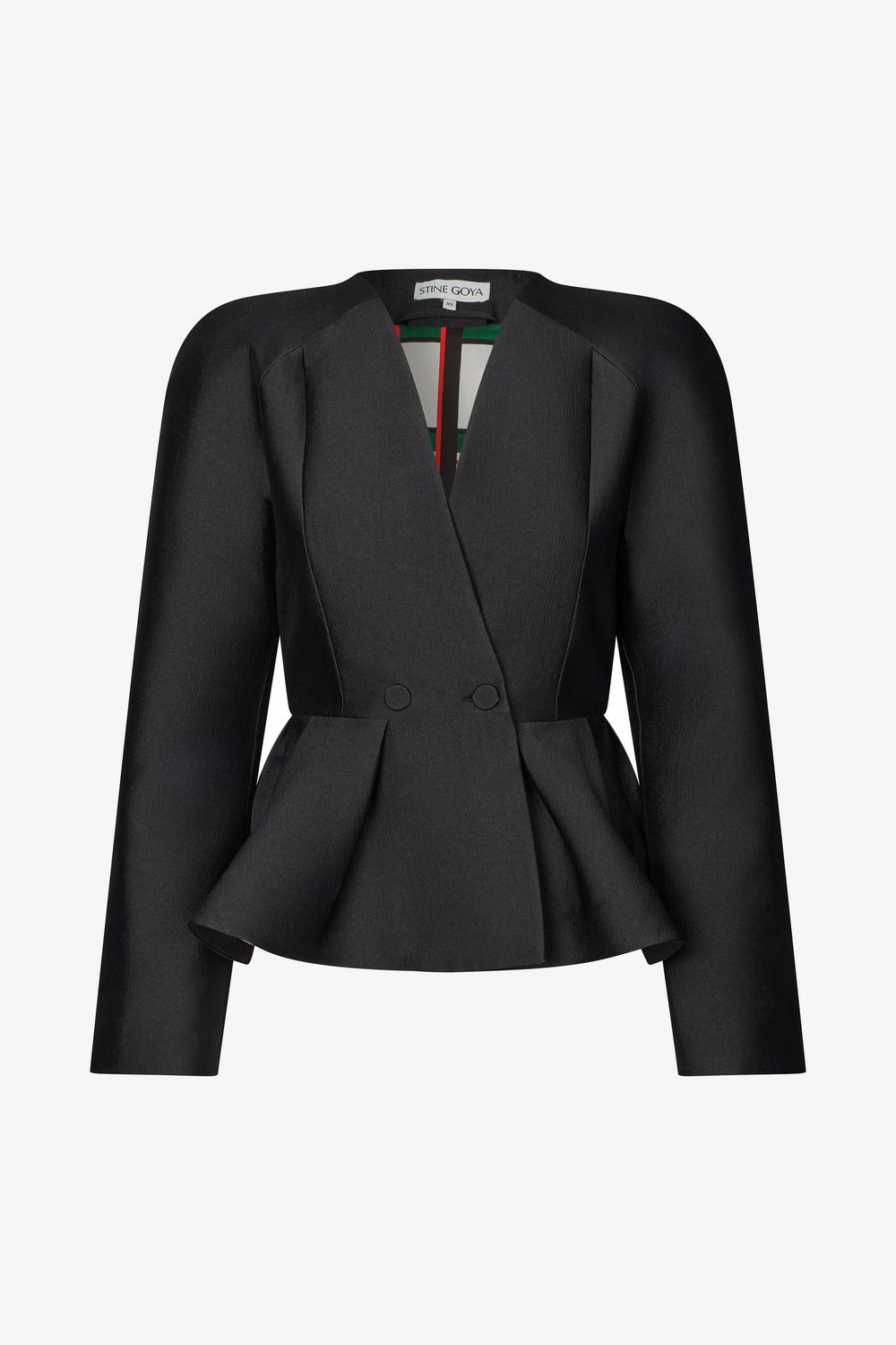 STINE GOYA - Peplum V Neck Jacket - Black