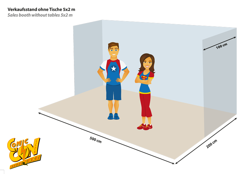 Reihenstand 5x2m mit Rückwand | row booth 5x2m with backwall