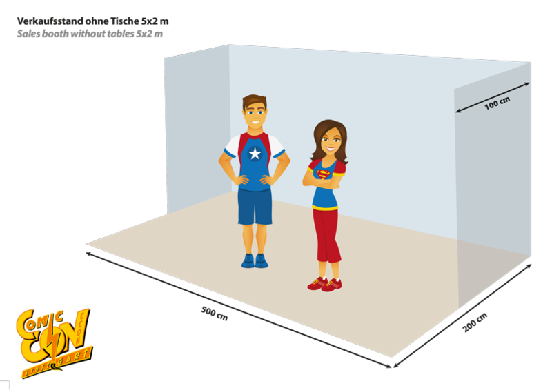 Reihenstand 5x2m mit Rückwand | row booth 5x2m with backwall
