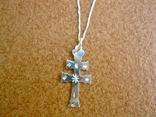 Caravaca cross necklace ~ engraved silver