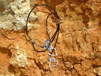 Hearts & swirls necklace + birthstone crystal