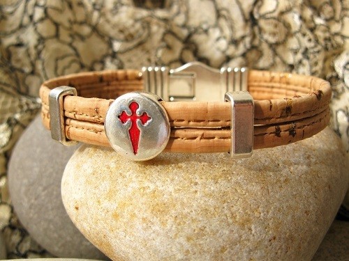 St James cross bracelet of Spain's Camino de Santiago ~ cork