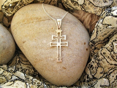 Caravaca cross necklace ~ slim open, silver