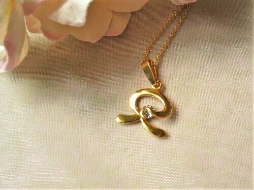 Indalo necklace ~ gold-filled, curved with zirconite