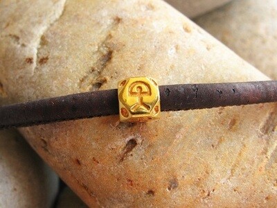 Indalo Man bead bracelet ~ gold-filled, hexagonal on cork-cord