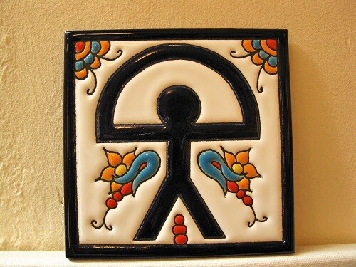 Spanish ceramic Indalo Man tile - square