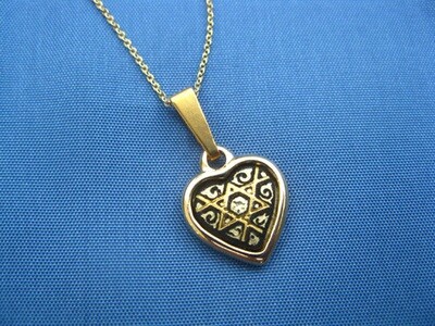 Damascene heart necklace ~ small gold