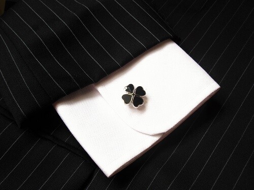 Four leaf clover cufflinks ~ black, to help ward off misfortune