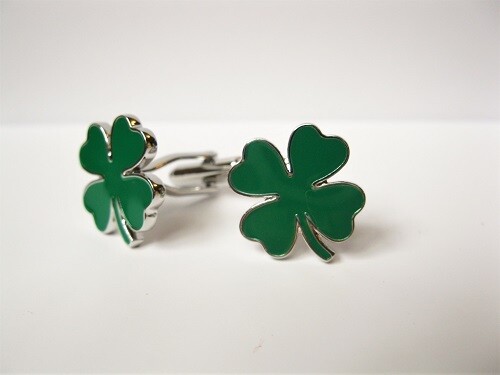 Four leaf clover cufflinks ~ dark green, for luck against adversity