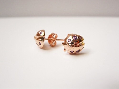 Rose gold 2024 ladybug earrings