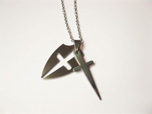 Protection shield + cross dog tag for safekeeping