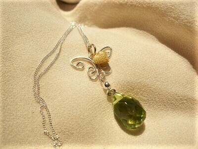 Butterfly necklace ~ Brimstone, silver