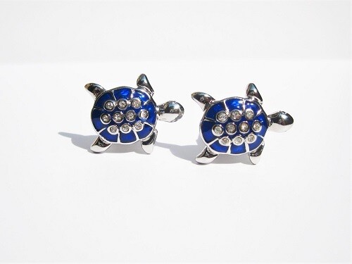 Lucky turtle cufflinks ~ blue, to say Relax, Take it Easy