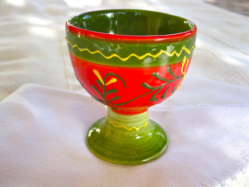 Spanish ceramic egg cup ~ honeysuckle