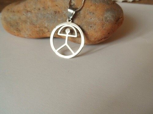 Indalo Man necklace ~ stainless steel circle