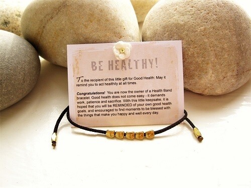 Health Band bracelet to wish Good Health ~ copper nuggets, Dark brown
