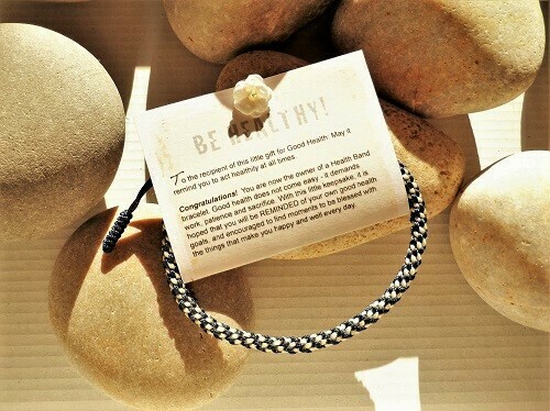 Health Band bracelet gift to wish Good Health ~ Blue/White