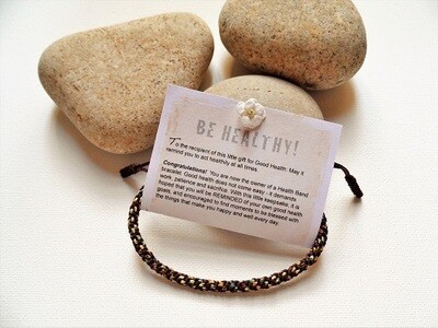 Health bracelet - Band to wish Good Health ~ Brown, gold flecks
