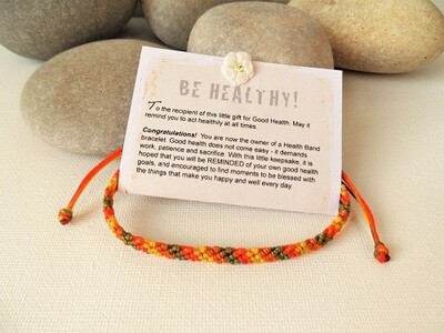 Health bracelet - Band to wish Good Health ~ Orange/Yellow/Green