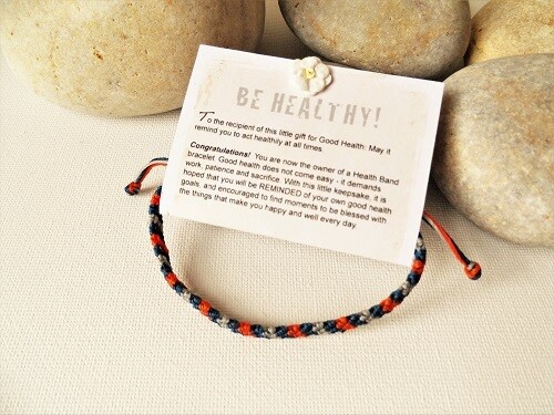 Health bracelet - Band to wish Good Health ~ Orange/Blue