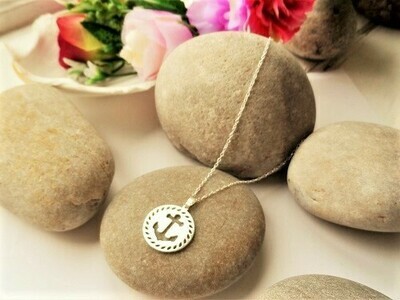 Anchor necklace gift for hope - 925 silver disc