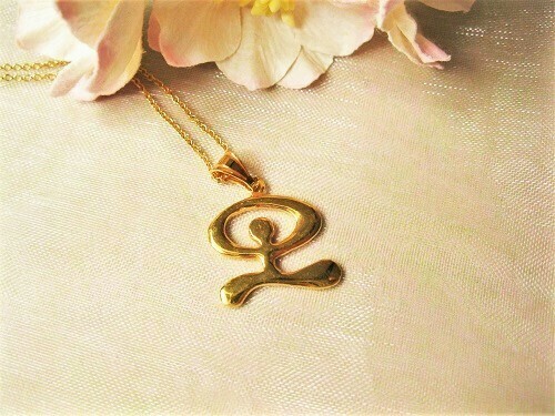 Indalo necklace ~  gold-filled, large dancing