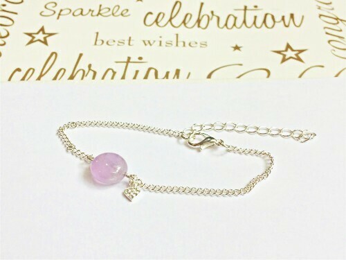 Amethyst bracelet + CZ heart