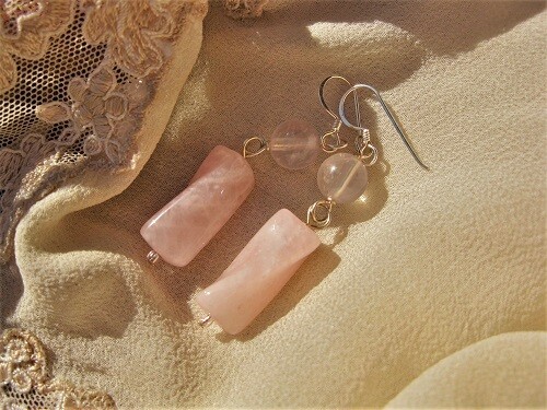 Rose Quartz earrings ~ silver