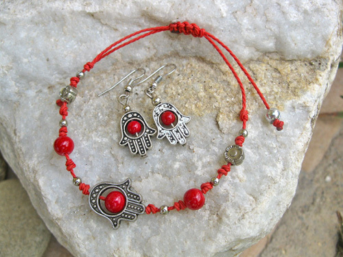 Hamsa charm bracelet + earring set
