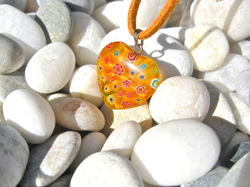 Heart necklace ~ amber glow