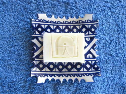 Handmade natural soap ~ Indalo, on ceramic dish