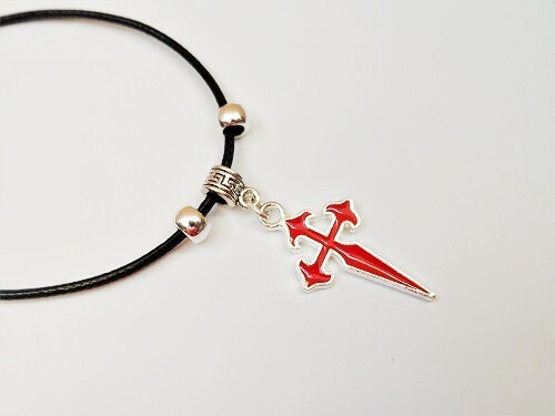 St James cross necklace for safekeeping ~ red metal