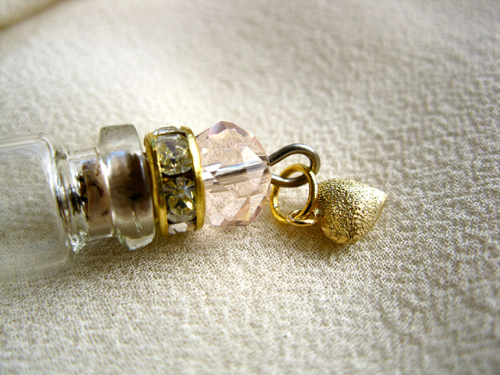 Lourdes water jewellery ~ glass vial necklace ~ gold heart