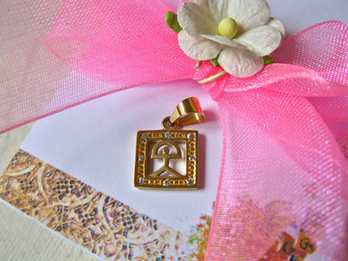 Indalo jewellery ~ 18ct gold & zirconite square