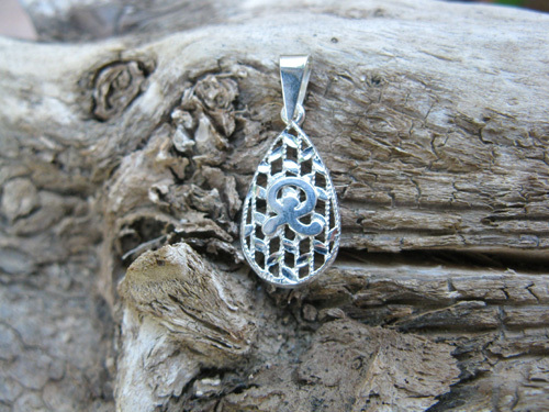 Indalo charm ~ cutout teardrop, silver, Choose Indalo design: Dancing Indalo
